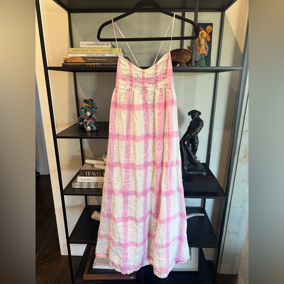 Anthropologie Pink and White Backless Dress - Picture 2 of 2